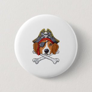 Badge Rond 5 Cm Beagle Costume de pirate Jolly roger Drapeau Croix