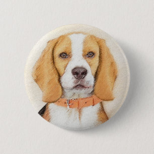 Badge Rond 5 Cm Beagle Hound Dog Peinture Animal Art original