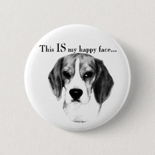 Badge Rond 5 Cm Beagle Joyeux Visage; Joyeux Beagle; Beagle grinch