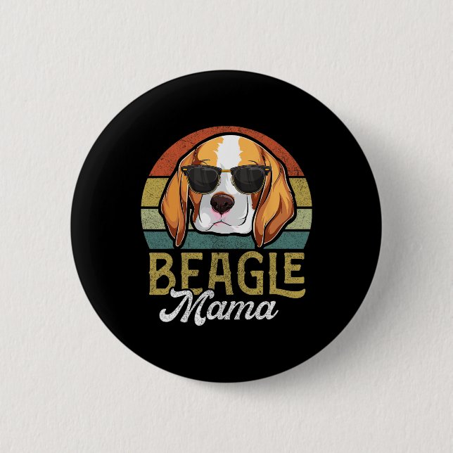 Badge Rond 5 Cm Beagle rétro Mama Femmes Chemises (Devant)