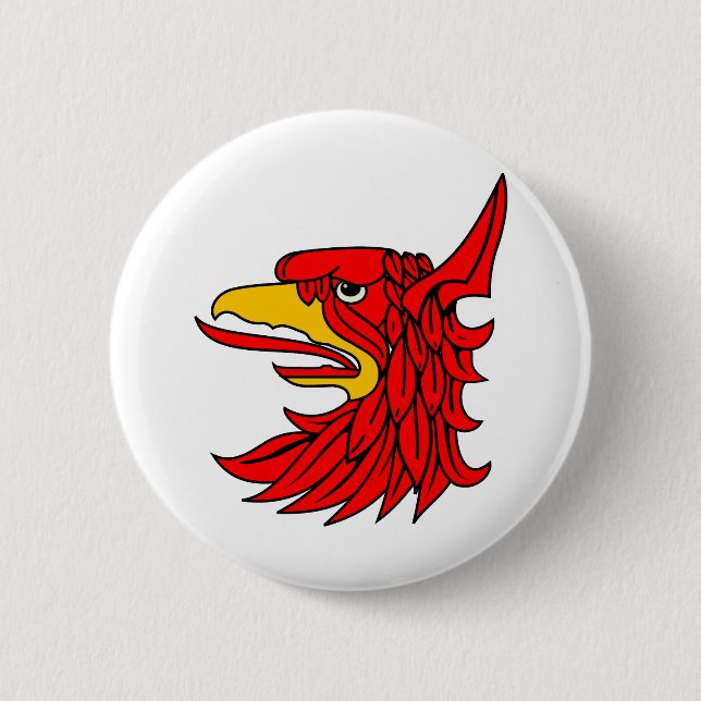Badge Rond 5 Cm Beak de la créature rouge d'oiseaux (Devant)