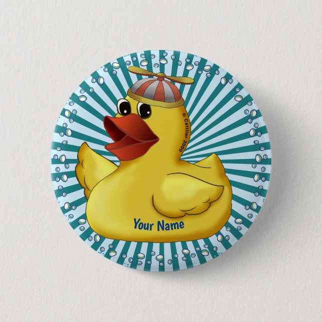 Badge Rond 5 Cm Béanie Casquette Canard en caoutchouc (Devant)