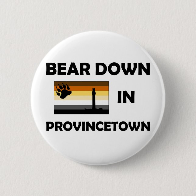 Badge Rond 5 Cm Bear Down In Provincetown (Devant)