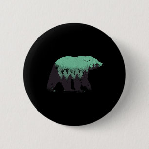 Badge Rond 5 Cm Bear Forest Nature Grizzly Randonnée Chasse en ple