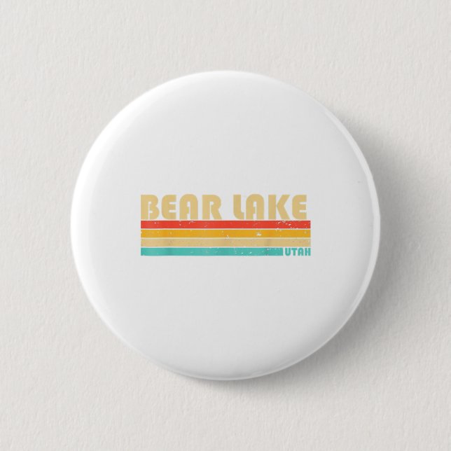 Badge Rond 5 Cm BEAR LAKE UTAH Fun Fishing Camping été (Devant)