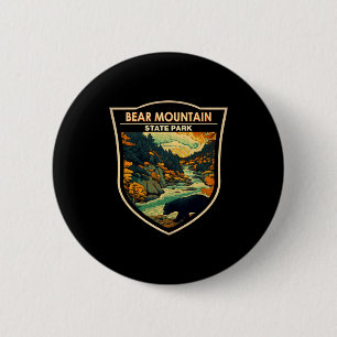 Badge Rond 5 Cm Bear Mountain State Park New York Voyage Vintage 