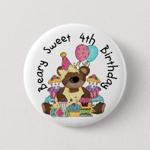 Badge Rond 5 Cm Beary Sweet 4e anniversaire
