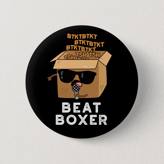 Badge Rond 5 Cm Beat Boxer Funny Beatboxbox Pun Dark BG (Devant)