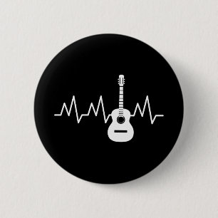 Badge Rond 5 Cm Beat cardiaque de guitare acoustique