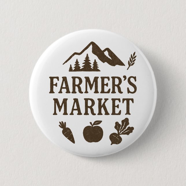 Badge Rond 5 Cm Beats Carrot Apple Farmers Market (Devant)