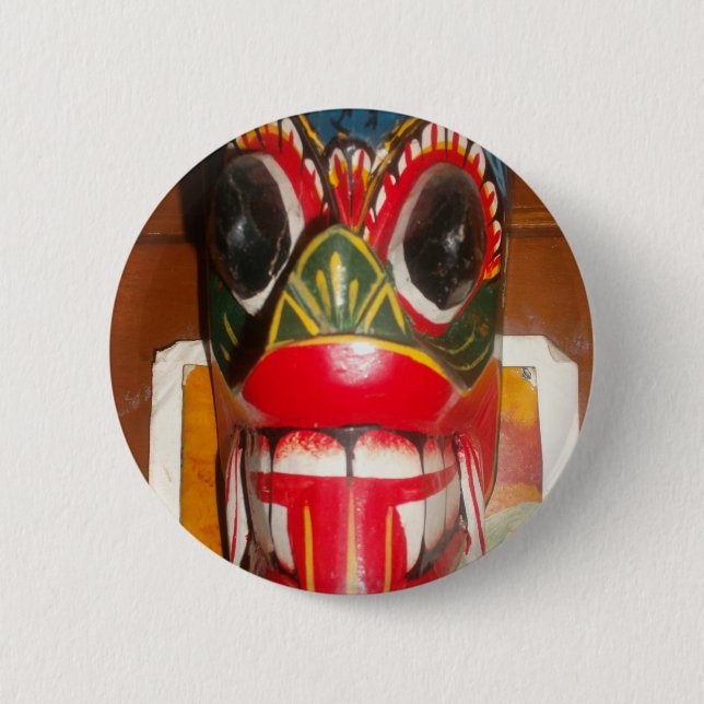 Badge Rond 5 Cm Beau art traditionnel sri-lankais de masques de fe (Devant)