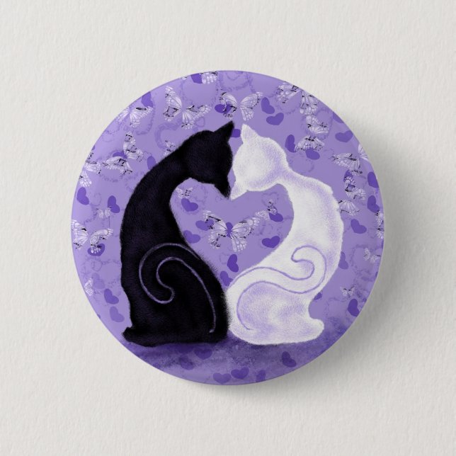 Badge Rond 5 Cm Beau Bouton d'amour Couple de chat (Devant)