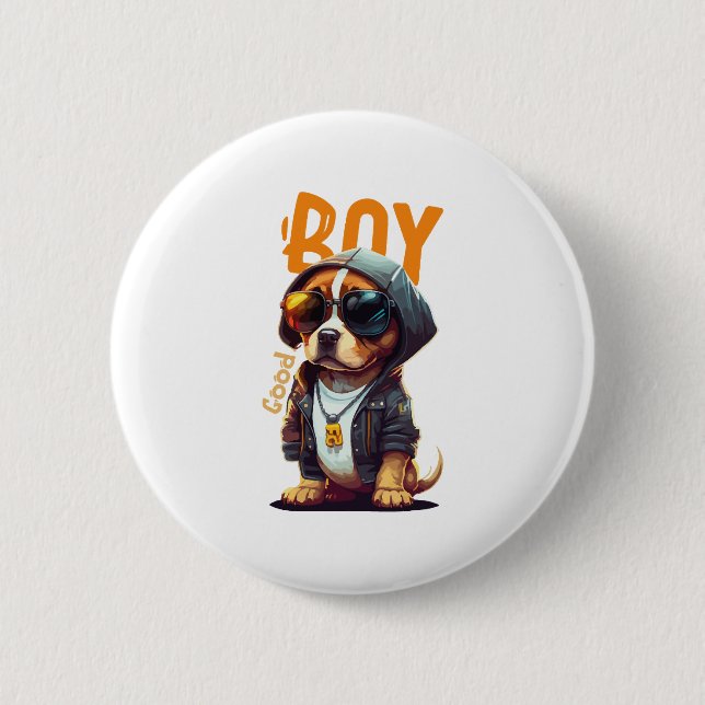 Badge Rond 5 Cm Beau Chien Chien Cute Chiot (Devant)