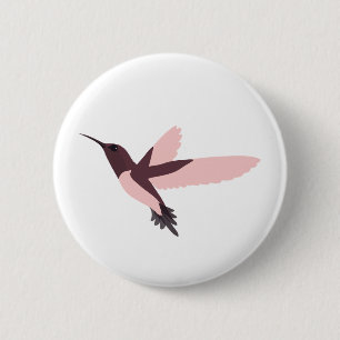 Badge Rond 5 Cm Beau colibri rose