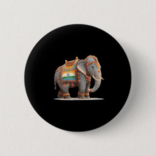 Badge Rond 5 Cm Beau Costume Graphique D'Éléphant Indien Pour Adul