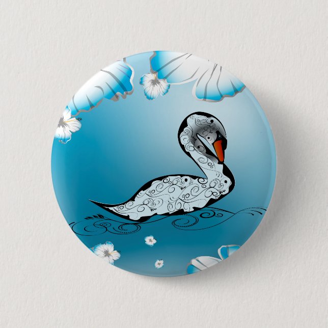 Badge Rond 5 Cm Beau cygne (Devant)