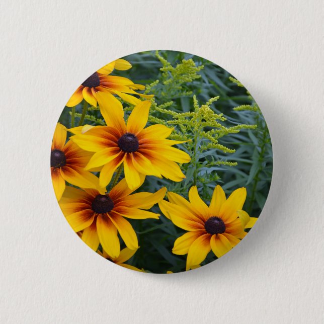 Badge Rond 5 Cm Beau jardin de fleurs de susan aux yeux noirs (Devant)