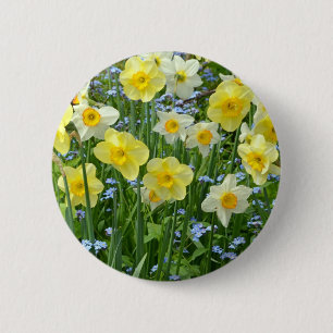 Badge Rond 5 Cm Beau jardin jaune de jonquille