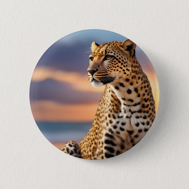 Badge Rond 5 Cm Beau léopard (Devant)