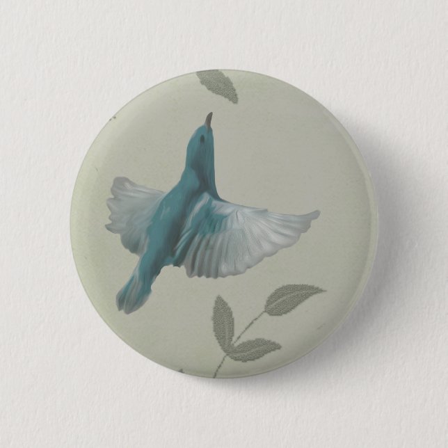 Badge Rond 5 Cm Beau Oiseau Bleu (Devant)