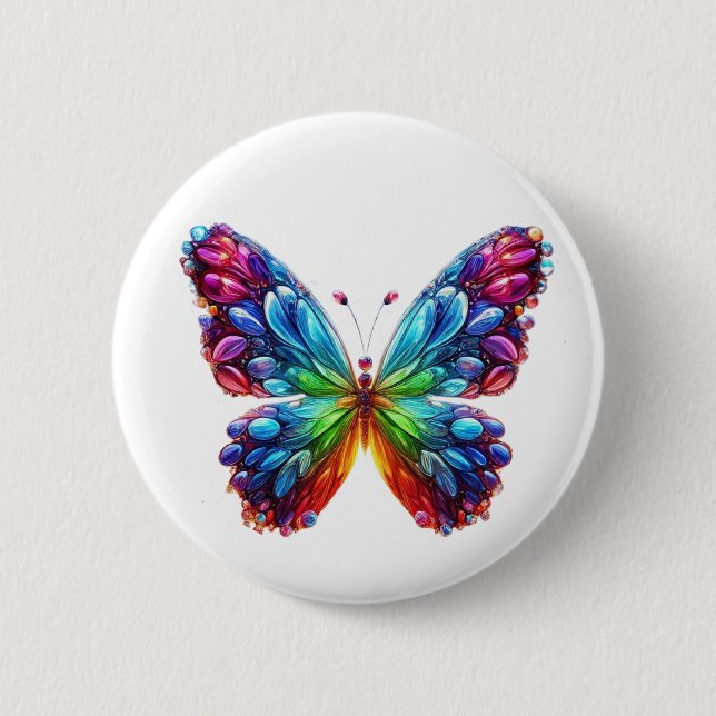 Badge Rond 5 Cm Beau Papillon (Devant)