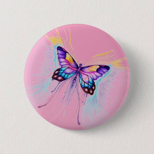 Badge Rond 5 Cm Beau Papillon (Devant)