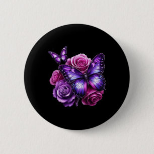 Badge Rond 5 Cm Beau Papillon Rose Violet Amoureux Papillon C