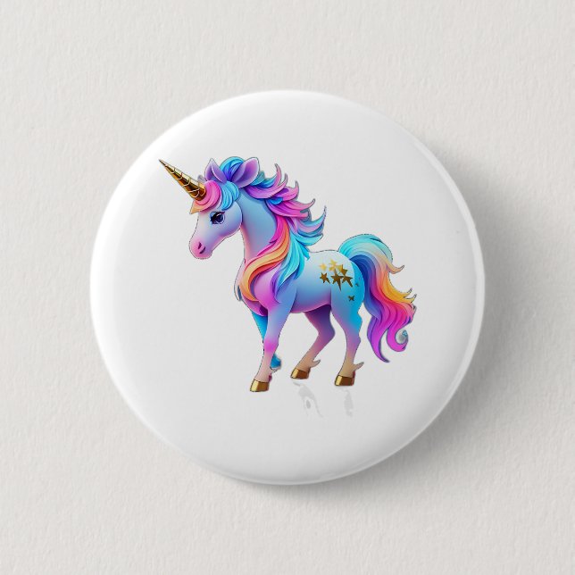 Badge Rond 5 Cm Beau Sticker Unicorn 1 (Devant)