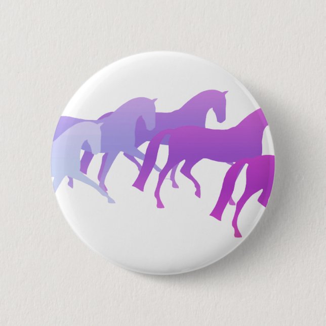 Badge Rond 5 Cm Beaucoup de chevaux (pourpres) (Devant)