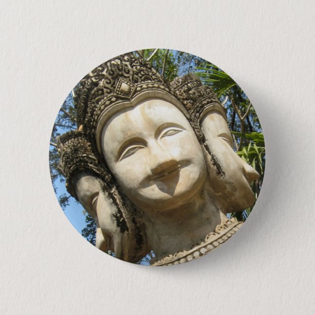 Badge Rond 5 Cm Beaucoup Face Wai ... Nong Khai, Isaan, Thaïlande (Devant)
