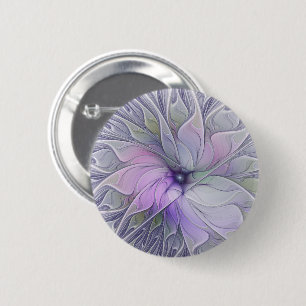 Badge Rond 5 Cm Beauté Époustouflante Fleur d'Art Abstrait Moderne