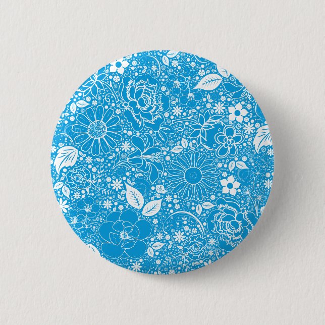 Badge Rond 5 Cm Beautés botaniques Bleu clair (Devant)