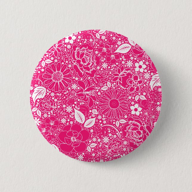 Badge Rond 5 Cm Beautés botaniques ROSE CHAUDE (Devant)