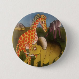 Badge Rond 5 Cm Beautiful Amazing African wild animal safari color