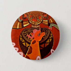 Badge Rond 5 Cm Beautiful Amazing Giraffe love safari