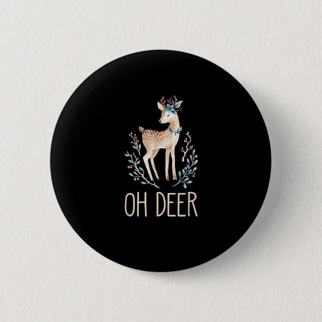 Badge Rond 5 Cm Beautiful Funny Deer Oh Deer Modern Design  (Devant)