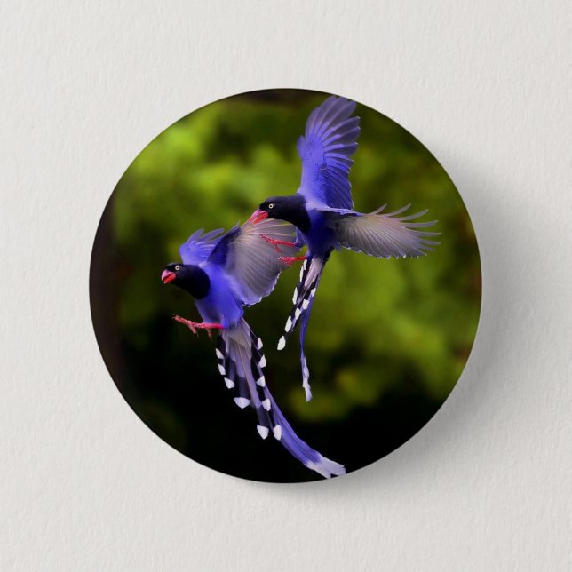Badge Rond 5 Cm Beautiful Purple Birds in Flight Button (Devant)