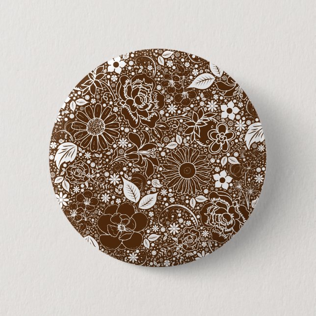 Badge Rond 5 Cm Beaux botaniques Bouton Brown PinBack (Devant)