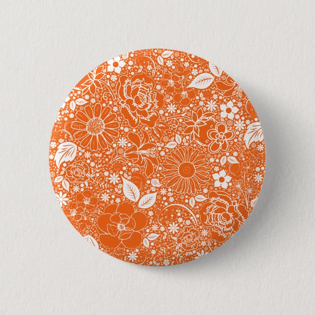 Badge Rond 5 Cm Beaux botaniques Bouton orange (Devant)