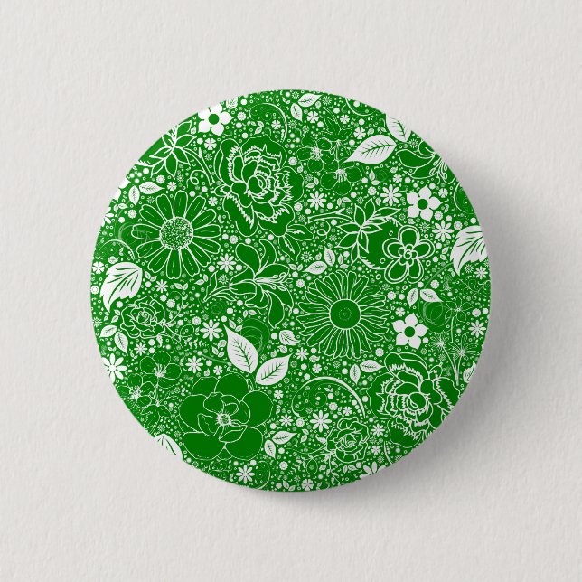 Badge Rond 5 Cm Beaux botaniques Bouton vert Pinback (Devant)