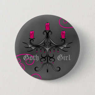 Badge Rond 5 Cm Beaux candélabres gothiques sur la grunge grise