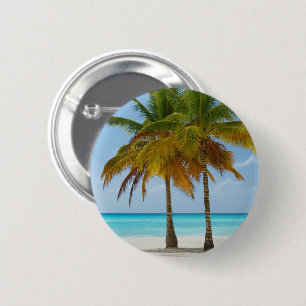 Badge Rond 5 Cm Beaux palmiers sur une plage tropicale