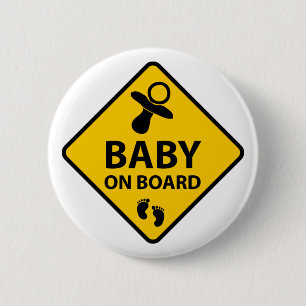 Badge Rond 5 Cm Bébé à bord drôle de bébé design pacifier et pied