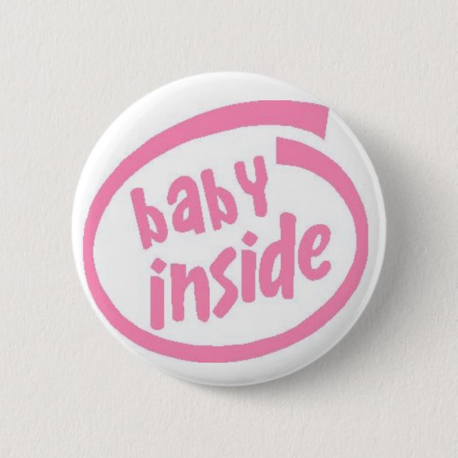 Badge Rond 5 Cm Bébé à l'intérieur de bouton - rose (Devant)