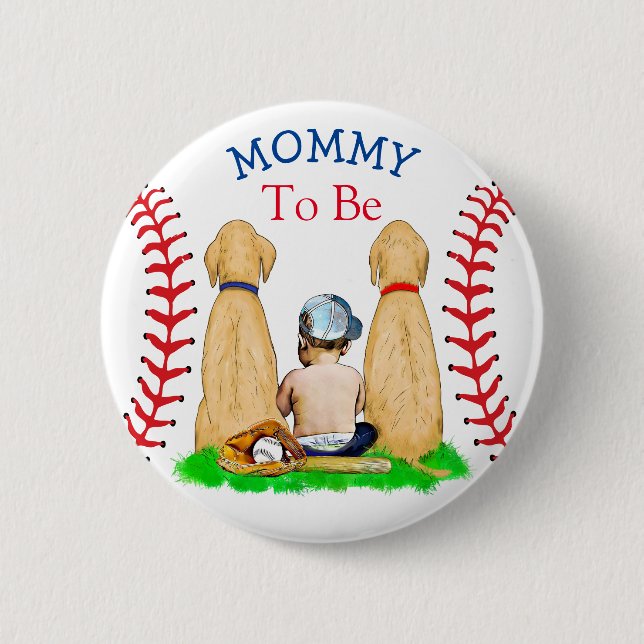 Badge Rond 5 Cm Bébé à thème de baseball de garçon | Maman à être (Devant)