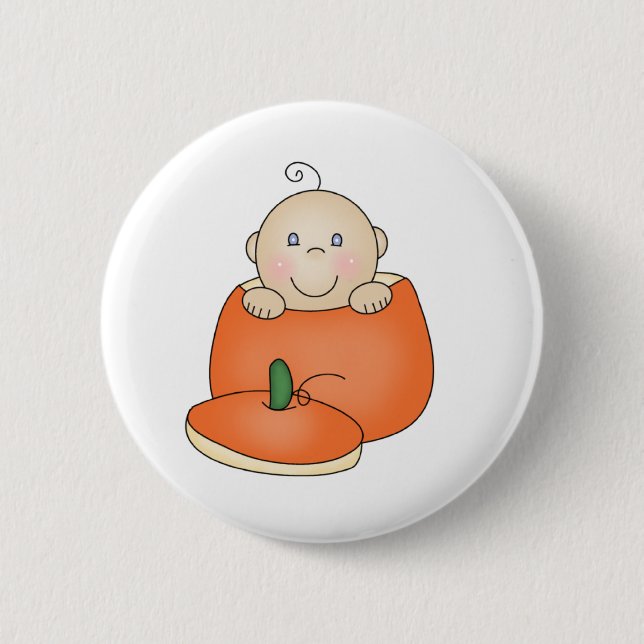 Badge Rond 5 Cm Bébé blanc en citrouille (Devant)