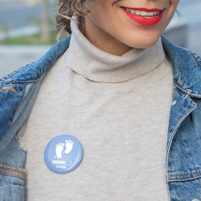 Badge Rond 5 Cm Bébé Bleu en Chargement (Créateur téléchargé)