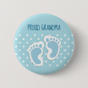 Badge Rond 5 Cm Bébé Bleu mignon pieds de garçon Fière grand-mère