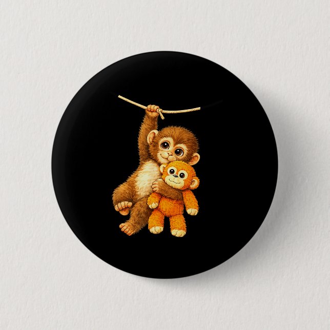 Badge Rond 5 Cm Bébé coup de poing de singe mignon  (Devant)