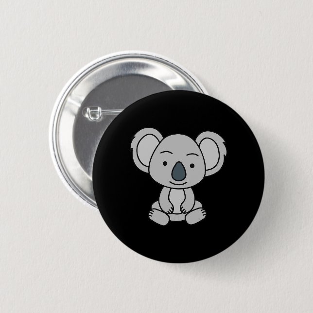 Badge Rond 5 Cm Bébé Cute Koala Avec Le Sourire Assis (Devant & derrière)